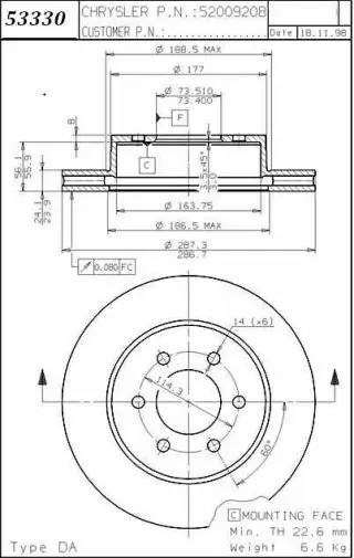 Brzdový kotouč - přední