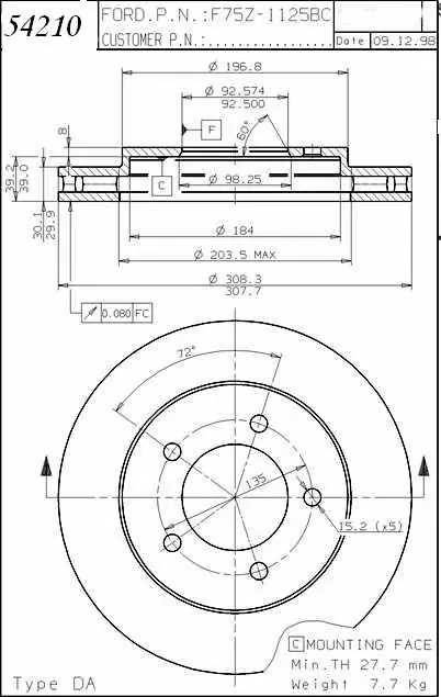 Brzdový kotouč - přední