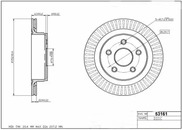 Brzdový kotouč - zadní