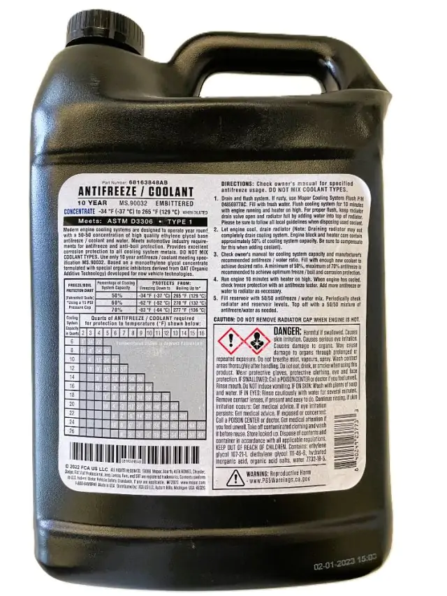 MOPAR chladící kapalina 10 years 3,78 L - koncentrát !!!